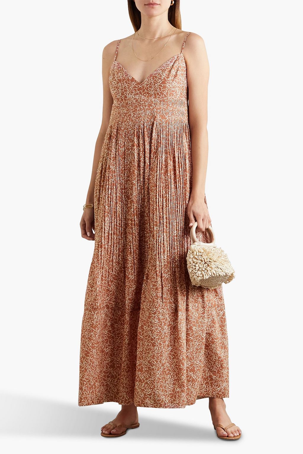 NICHOLAS Printed cotton and silk-blend maxi dress