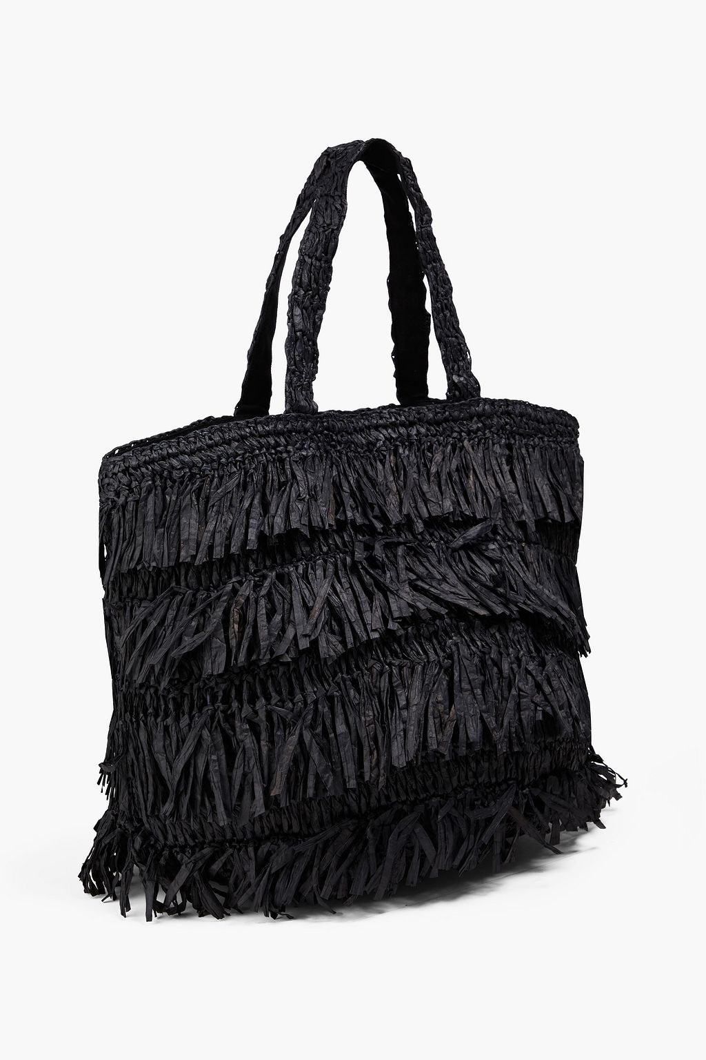 ANTIK BATIK Milena fringed raffia tote