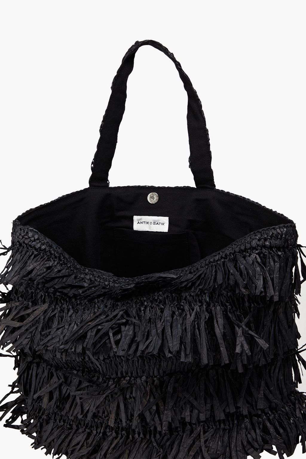 ANTIK BATIK Milena fringed raffia tote