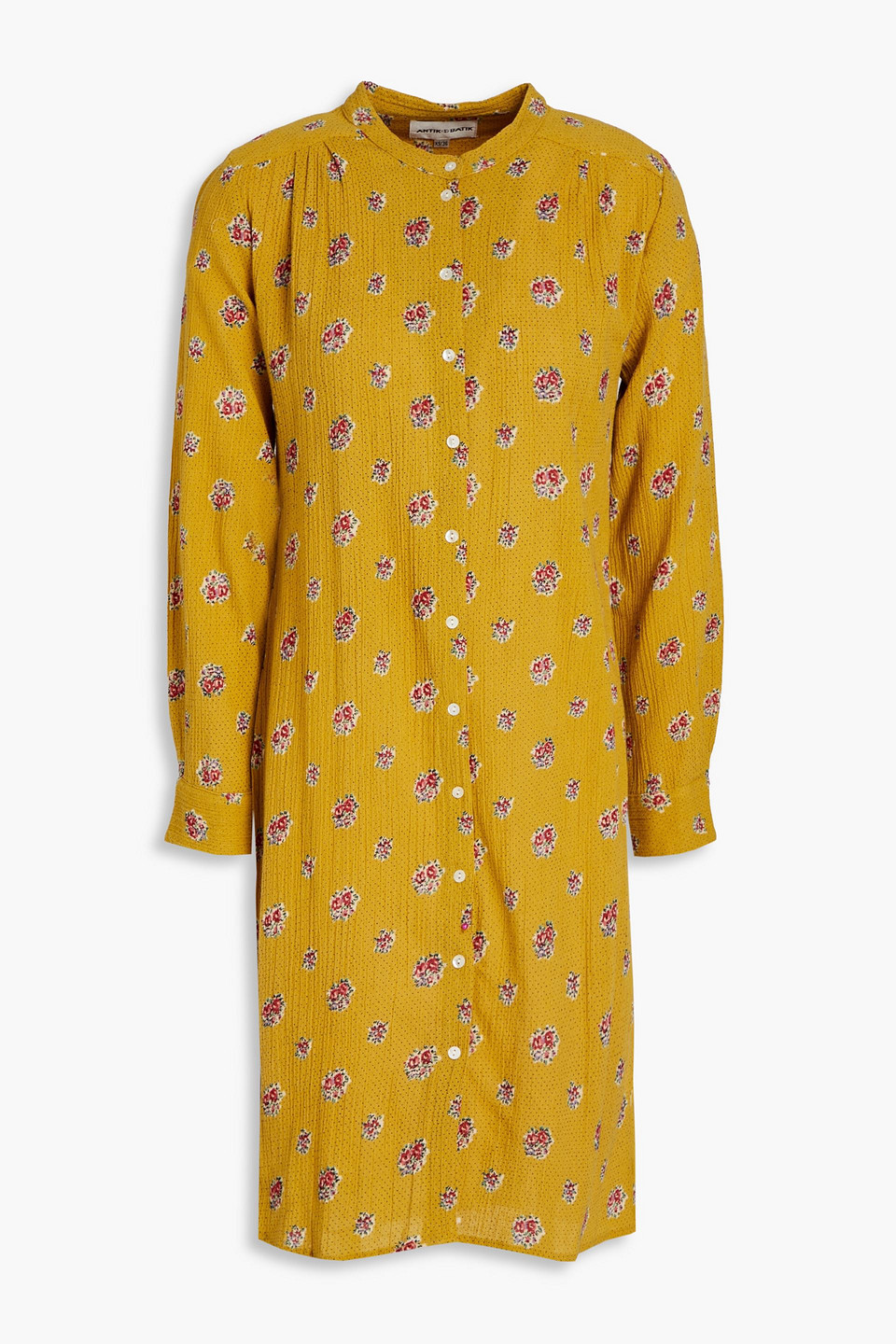 Antik Batik Audrey Printed Cotton-crepon Shirt Dress In Mustard