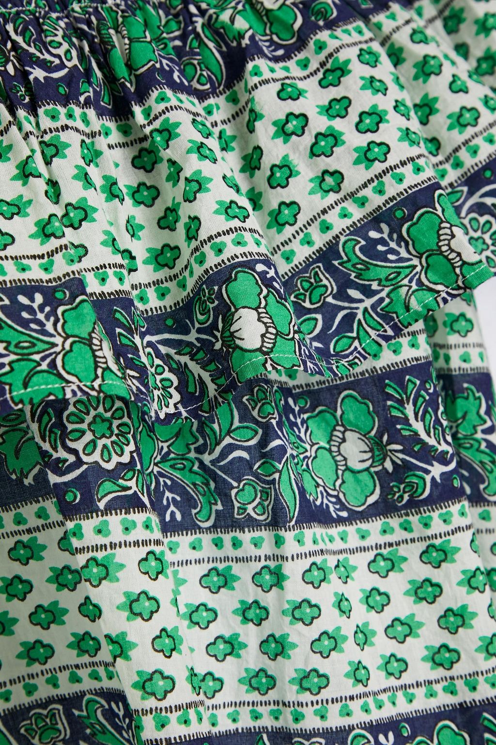 ANTIK BATIK توب «أوستن» من الفوال القطني بتصميم مكشكش مزين بطبعات