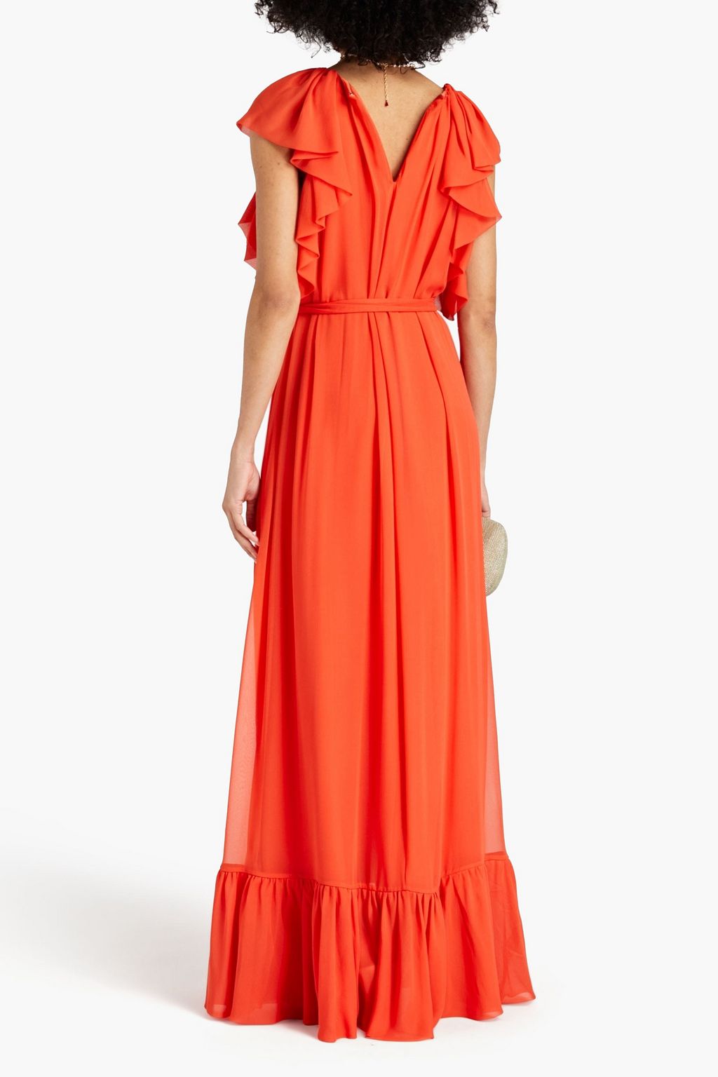 MONIQUE LHUILLIER Belted ruffled maxi dress THE