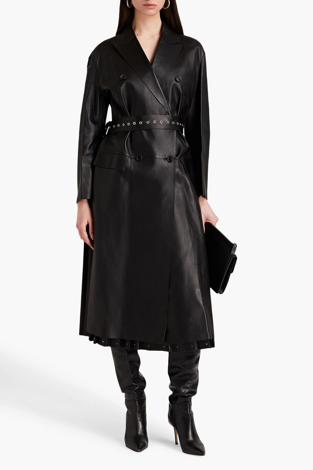 VALENTINO GARAVANI Double-breasted belted leather coat