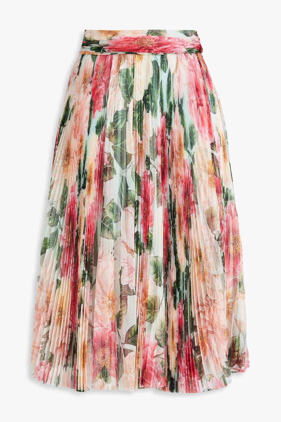 Dolce&Gabbana Floral-print pleated silk-tulle skirt