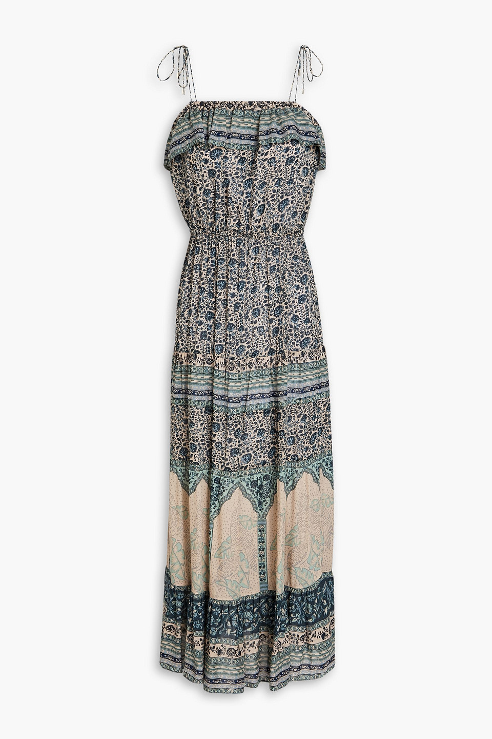 Ba&sh Teresa Gathered Floral-print Voile Midi Dress In Blue
