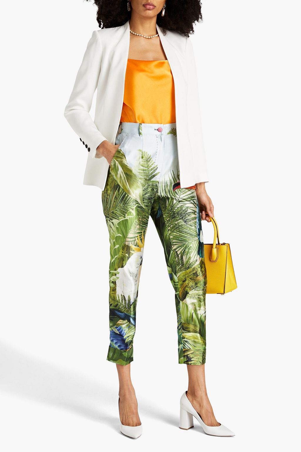 DOLCE & GABBANA Printed silk-shantung tapered pants
