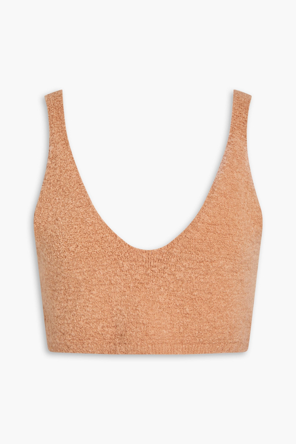 Nanushka Zosia Bouclé-knit Merino Wool-blend Bra Top In Camel