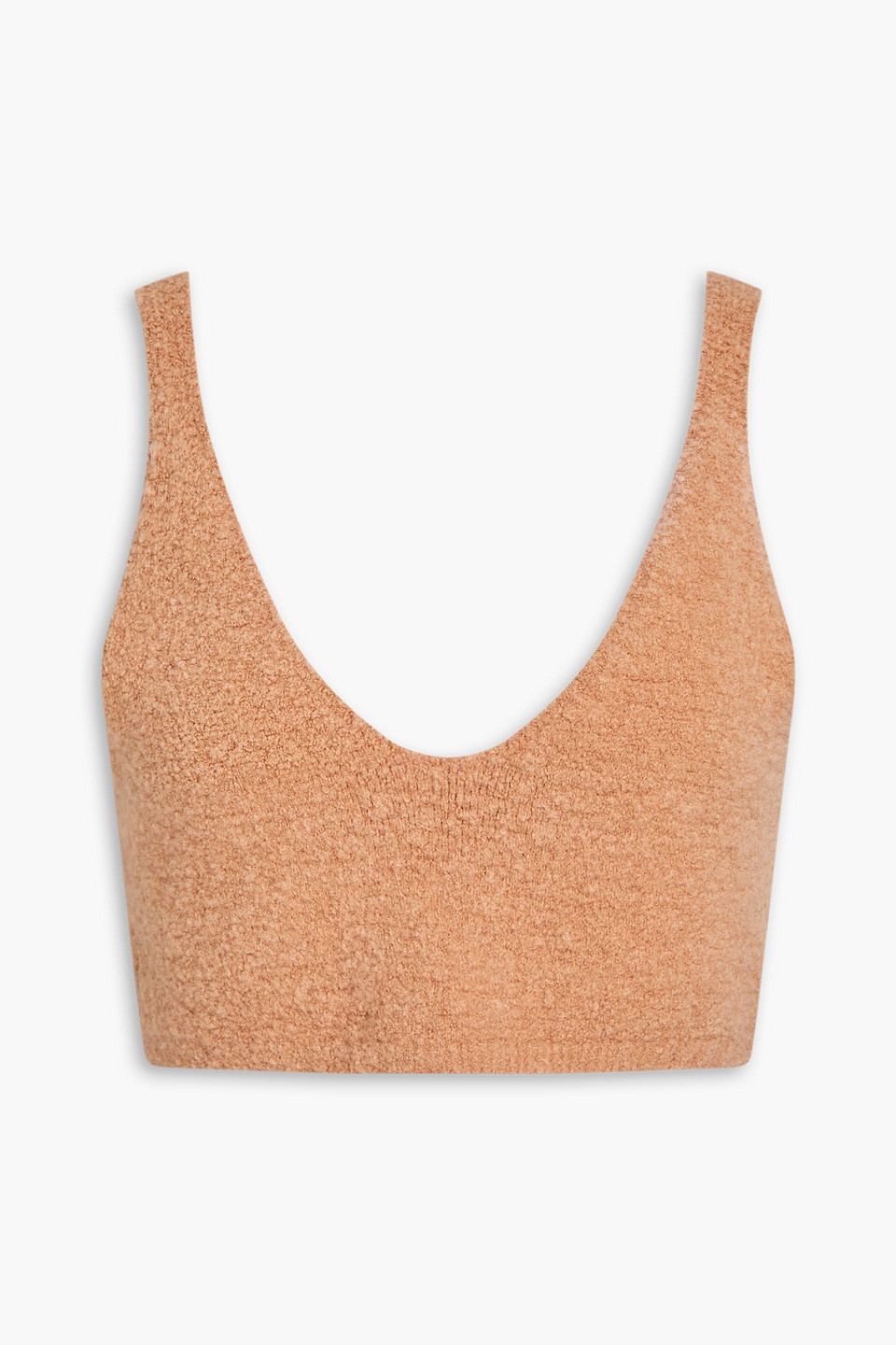 Shop Nanushka Zosia Bouclé-knit Merino Wool-blend Bra Top In Camel