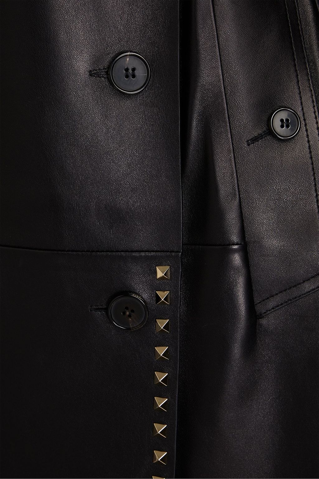 VALENTINO GARAVANI Double-breasted studded leather trench coat