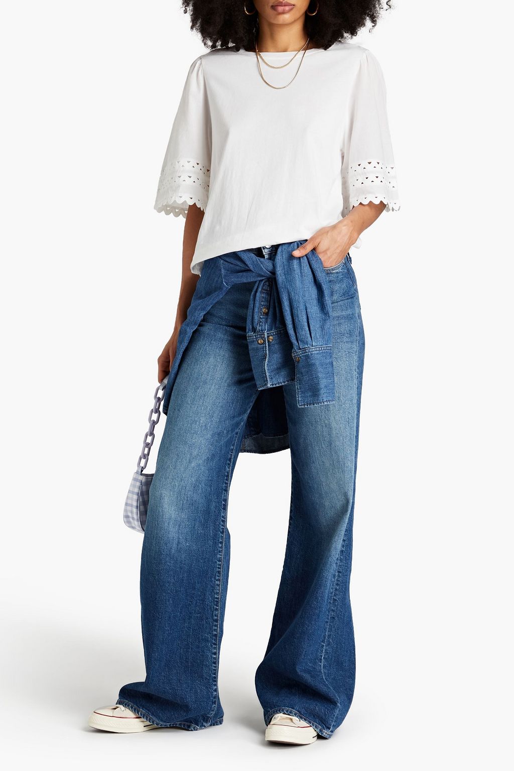 SANDRO Belize rickrack-trimmed cotton-jersey T-shirt