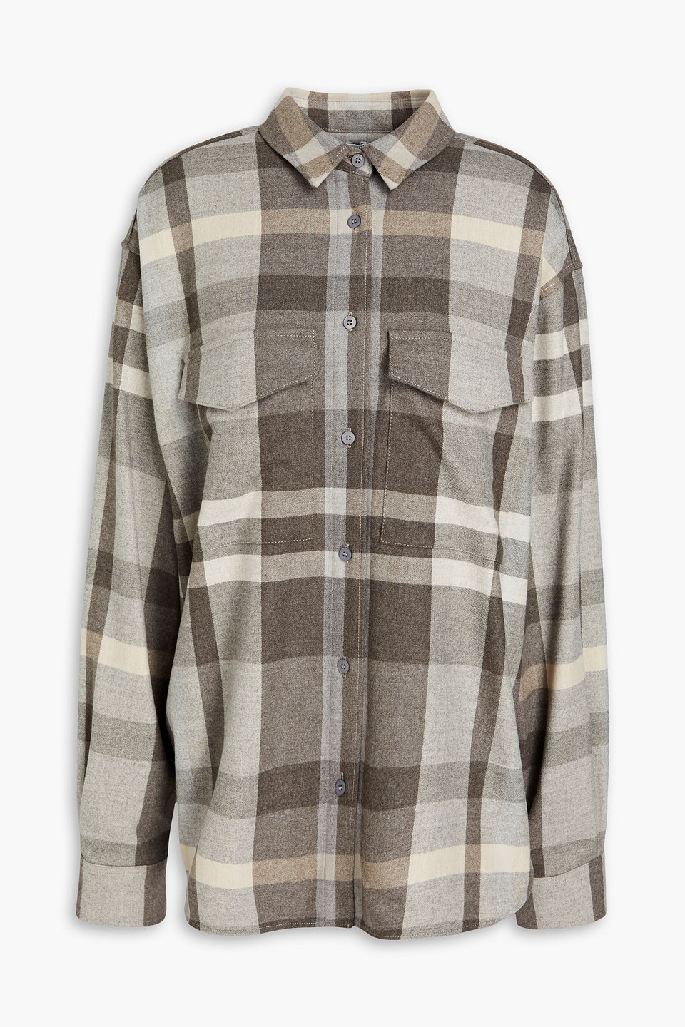 toteme - checked flannel shirt - gray - eu 34