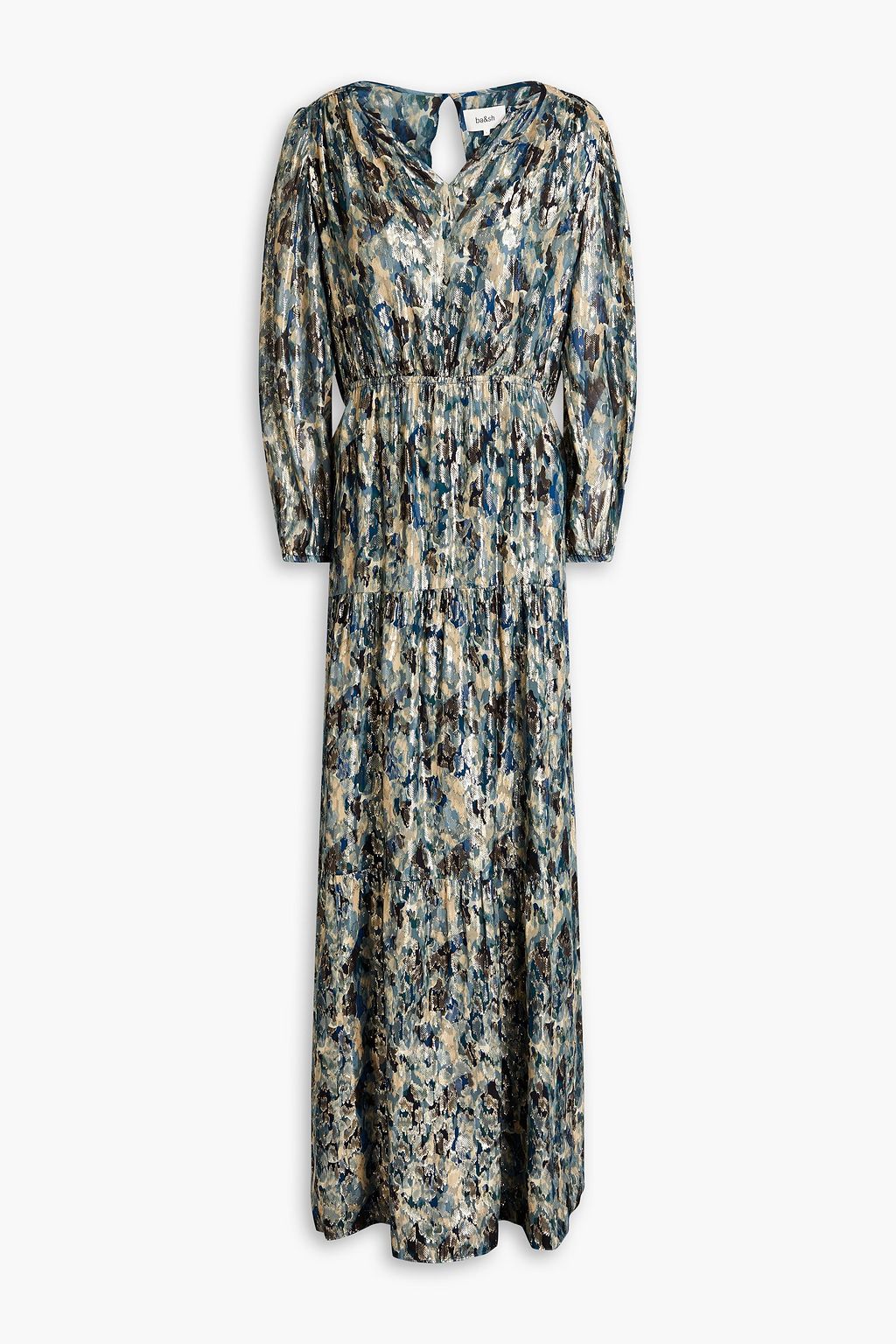 BA&SH Gullian printed metallic fil coupé silk-blend georgette maxi ...