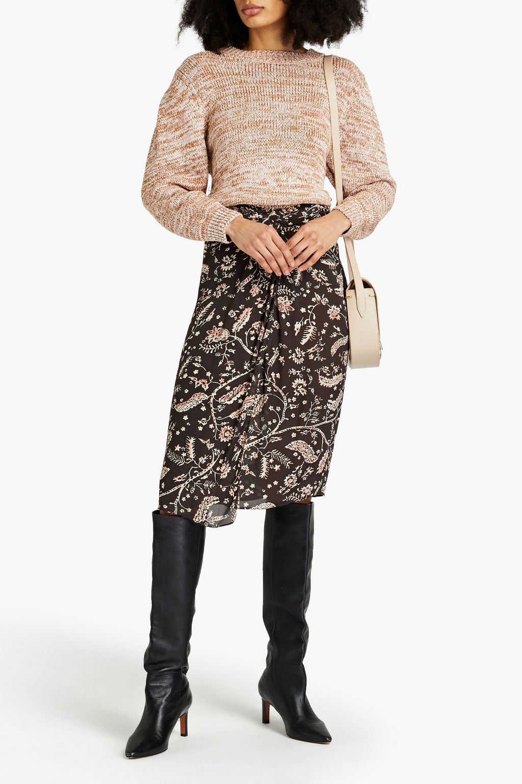 BA&SH Camille Rock aus Crêpe de Chine mit floralem Print und Twist-Detail