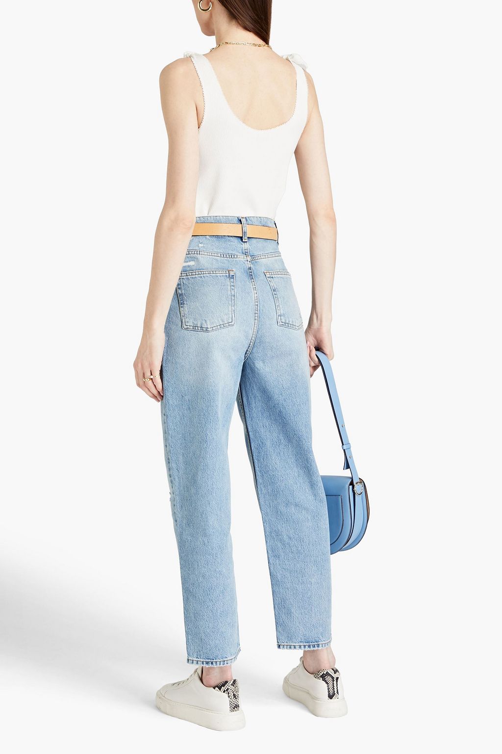 SANDRO Eric picot-trimmed ribbed-jersey tank