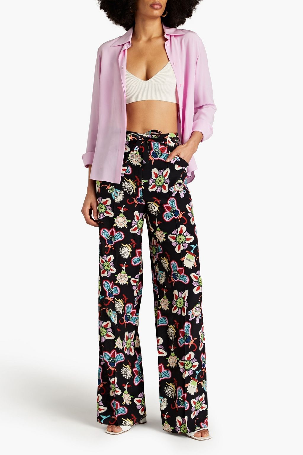 VALENTINO GARAVANI Printed silk crepe de chine wide-leg pants