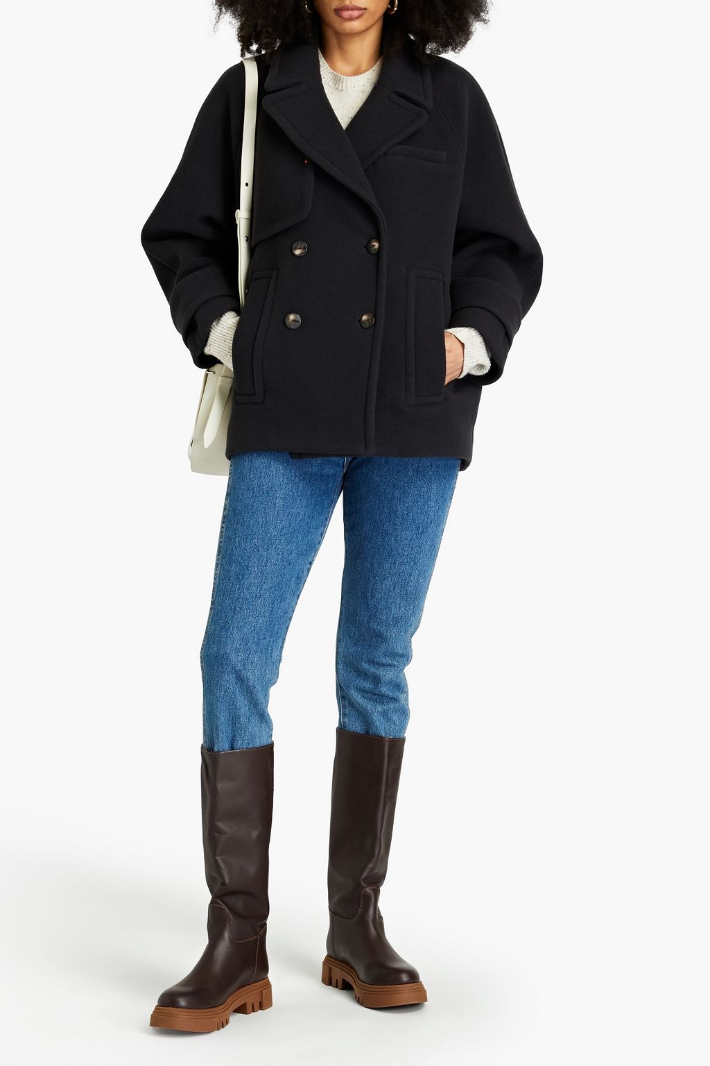 BA&SH Pepite double-breasted wool-blend felt coat