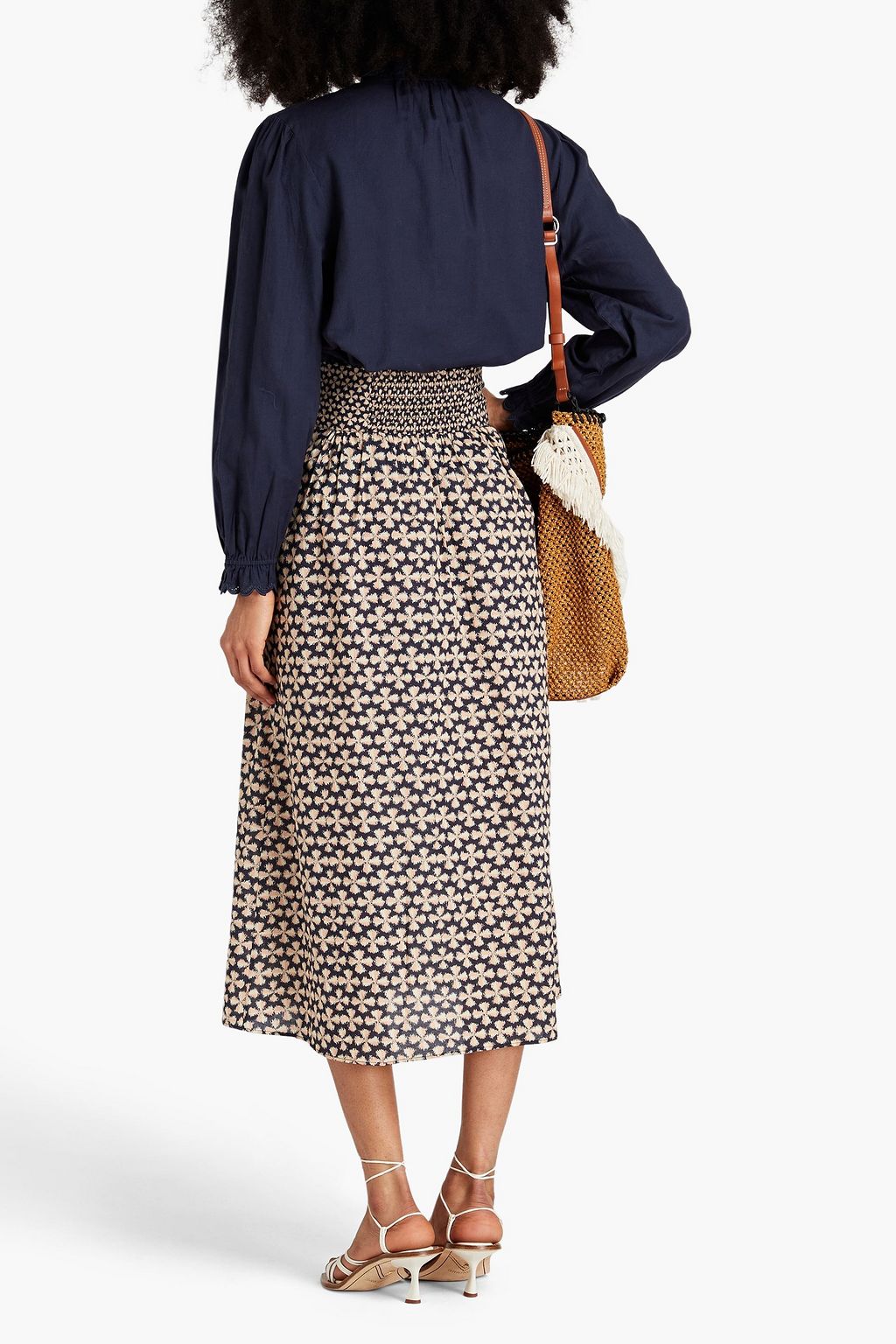 BA&SH Batsy scalloped cotton-blend twill blouse