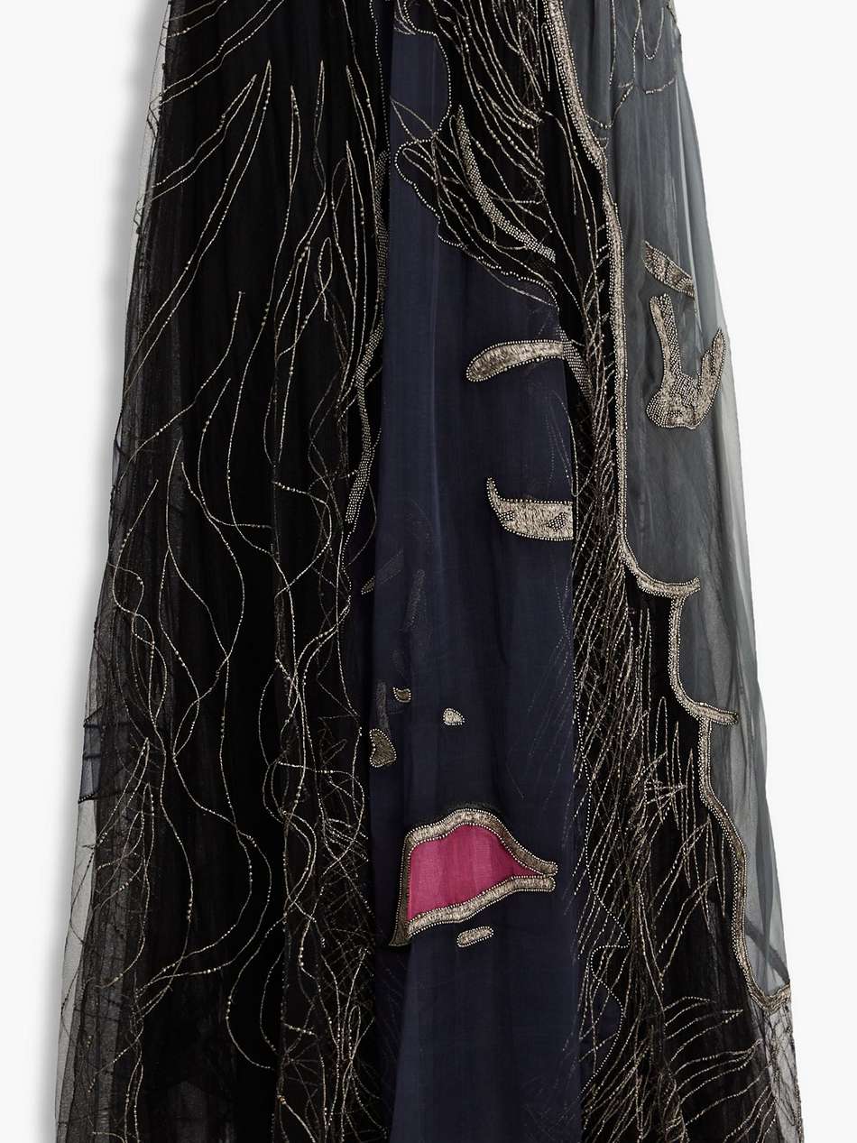 embellished tulle and organza maxi skirt