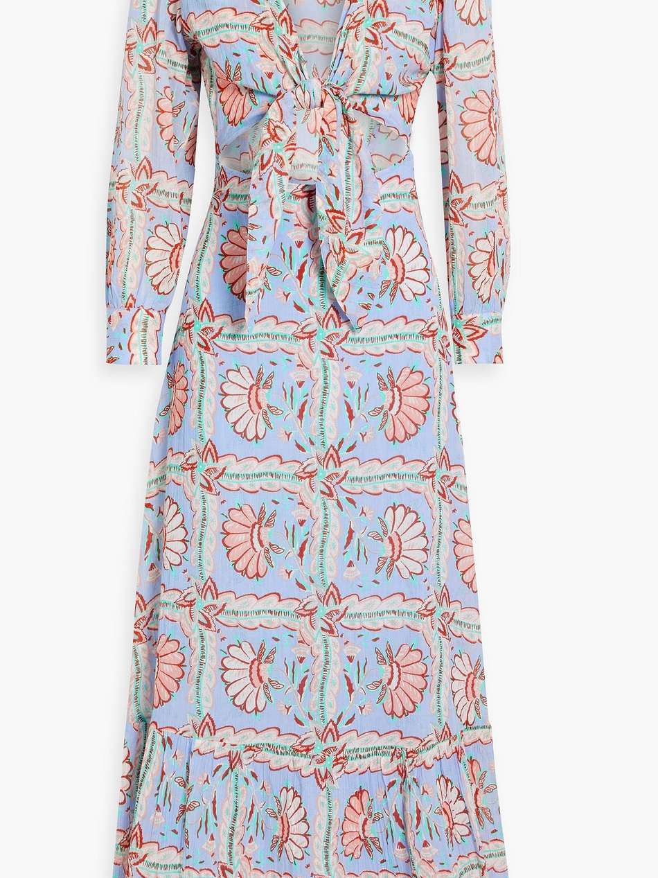 hupa cutout printed cotton-voile maxi dress