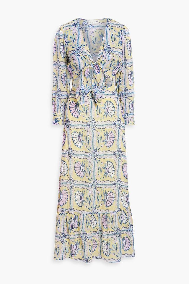 Hupa cutout printed cotton-voile maxi dress