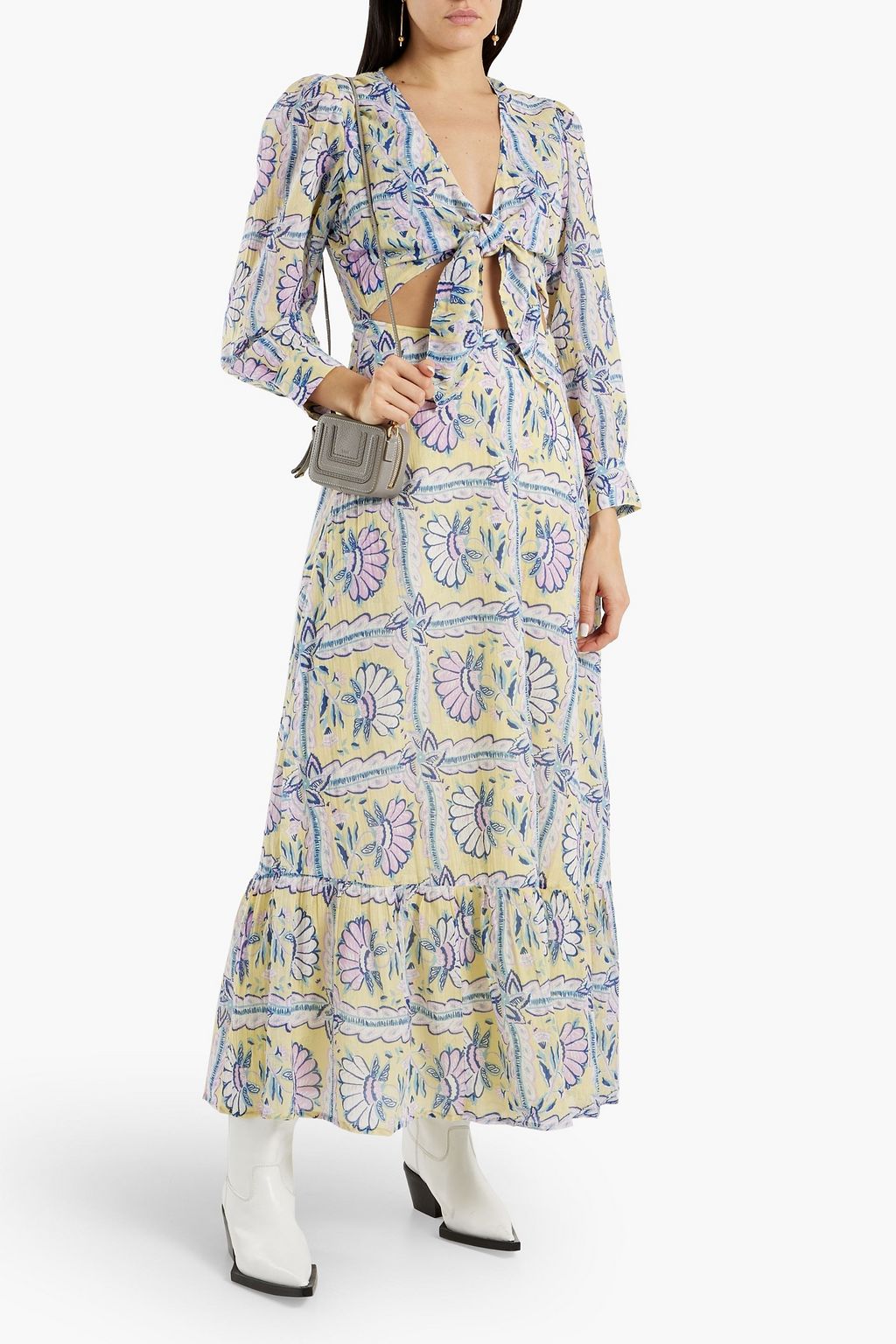 ANTIK BATIK Hupa cutout printed cotton-voile maxi dress
