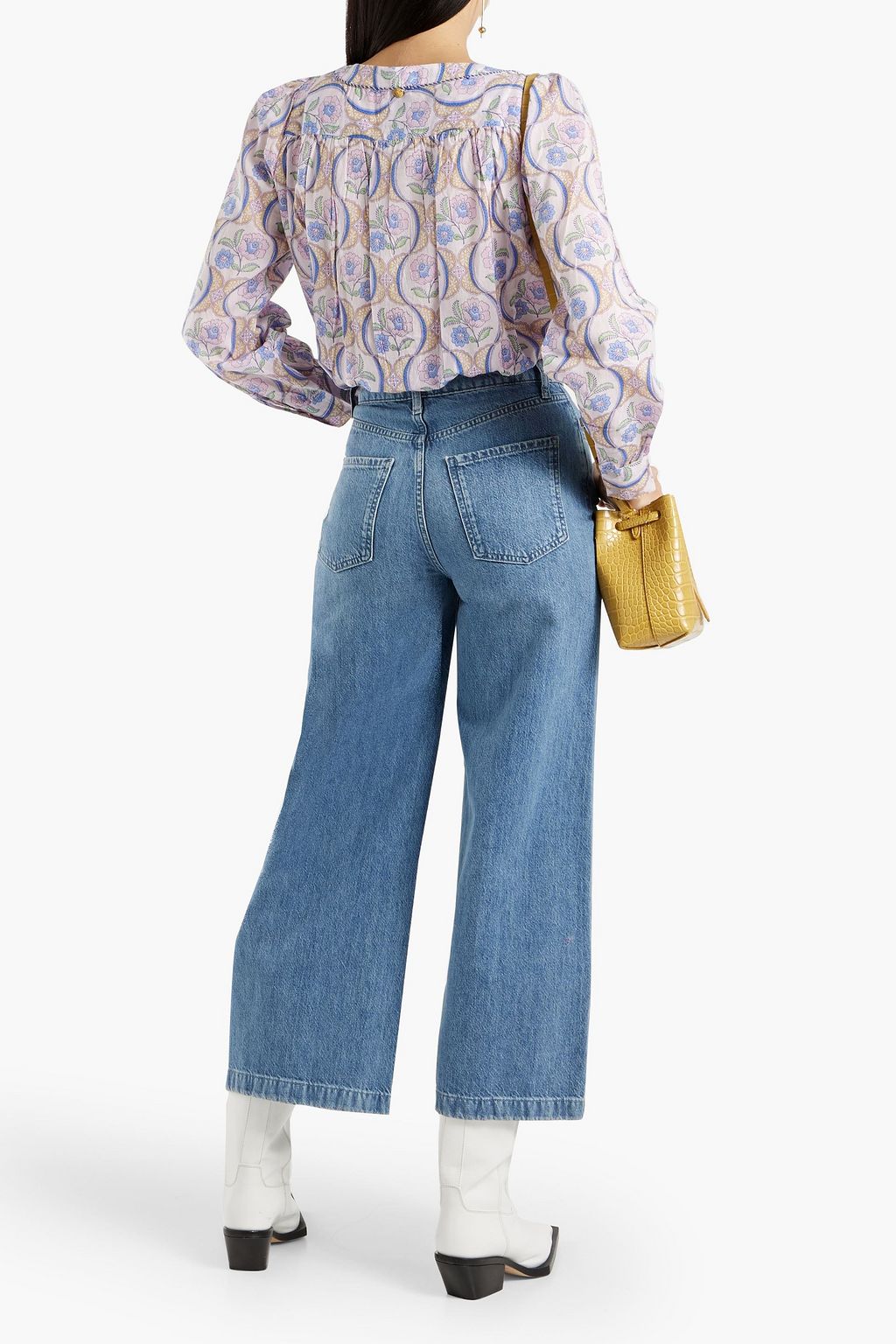 ANTIK BATIK Tanissa pintucked printed cotton-voile blouse