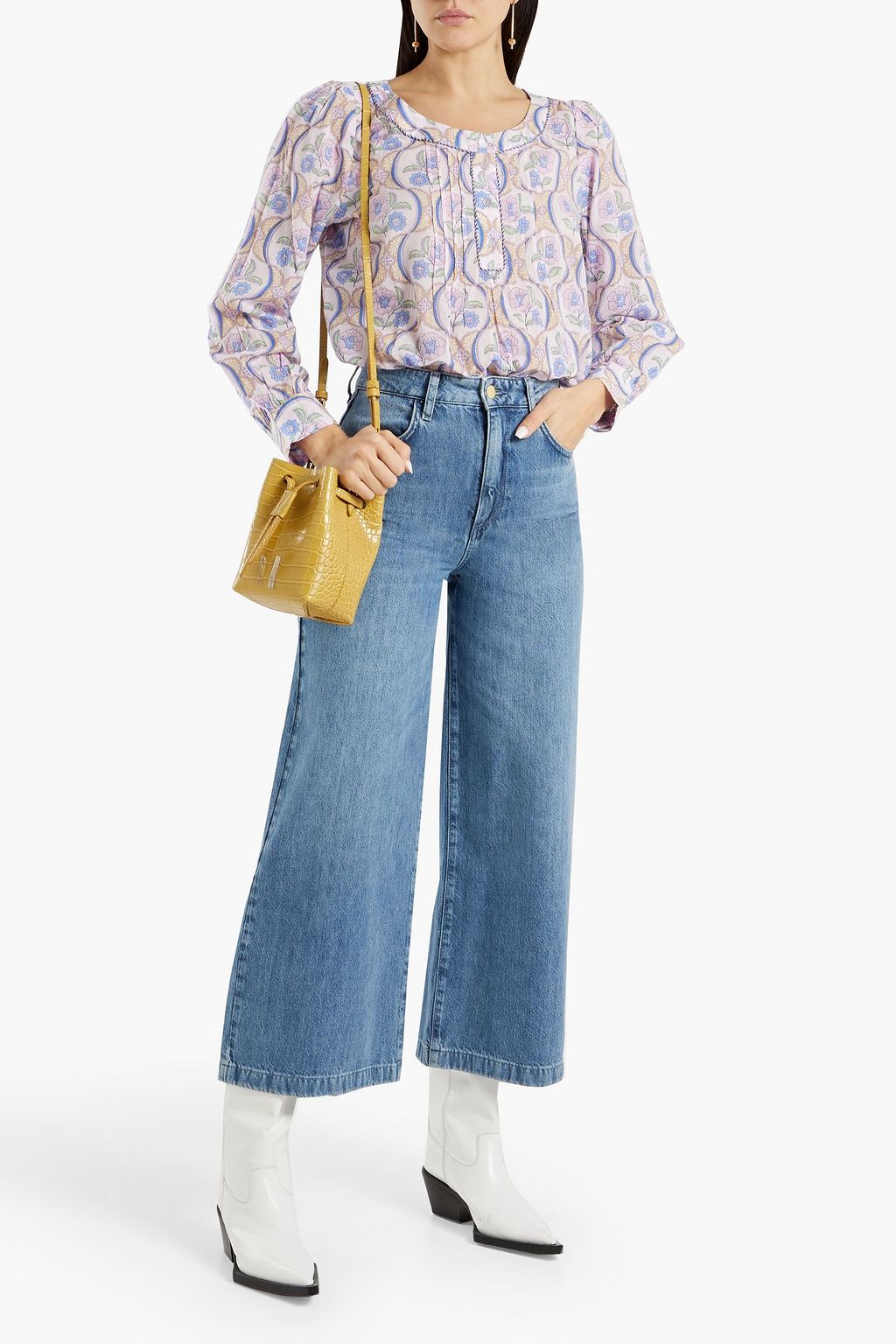 ANTIK BATIK Tanissa pintucked printed cotton-voile blouse