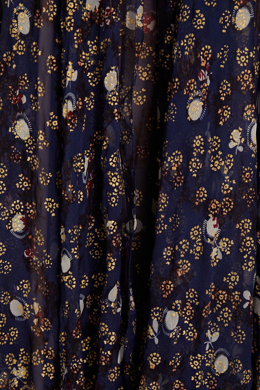 VALENTINO GARAVANI Bedruckte Robe aus Seidenchiffon mit Tülleinsätzen und Verzierung