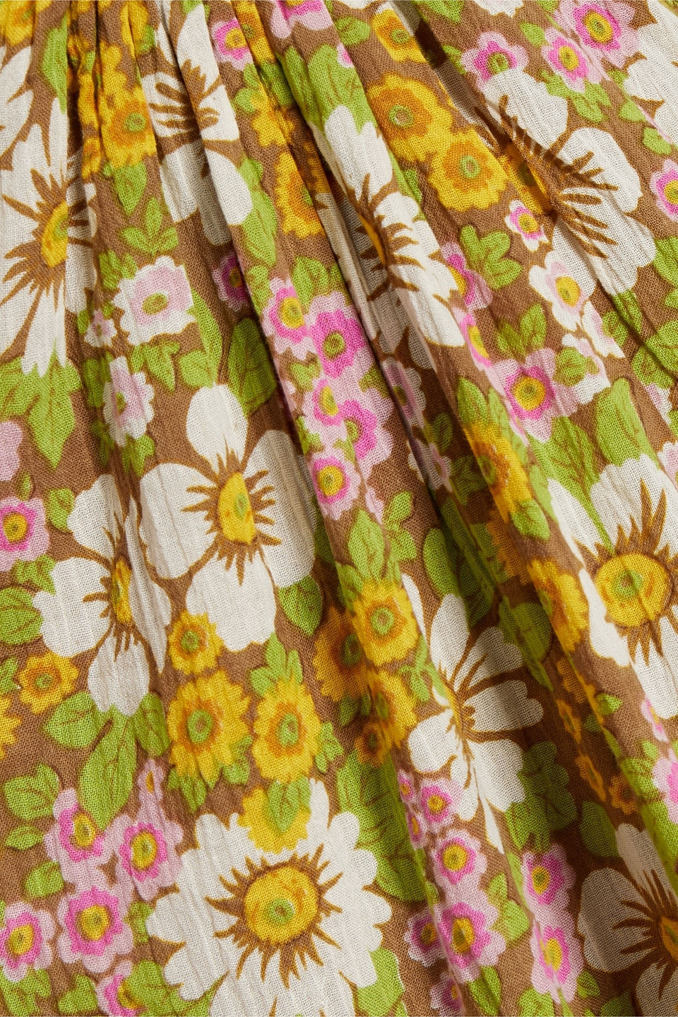 Antik Batik Cutout Floral-print Cotton-georgette Maxi Dress In Leaf Green