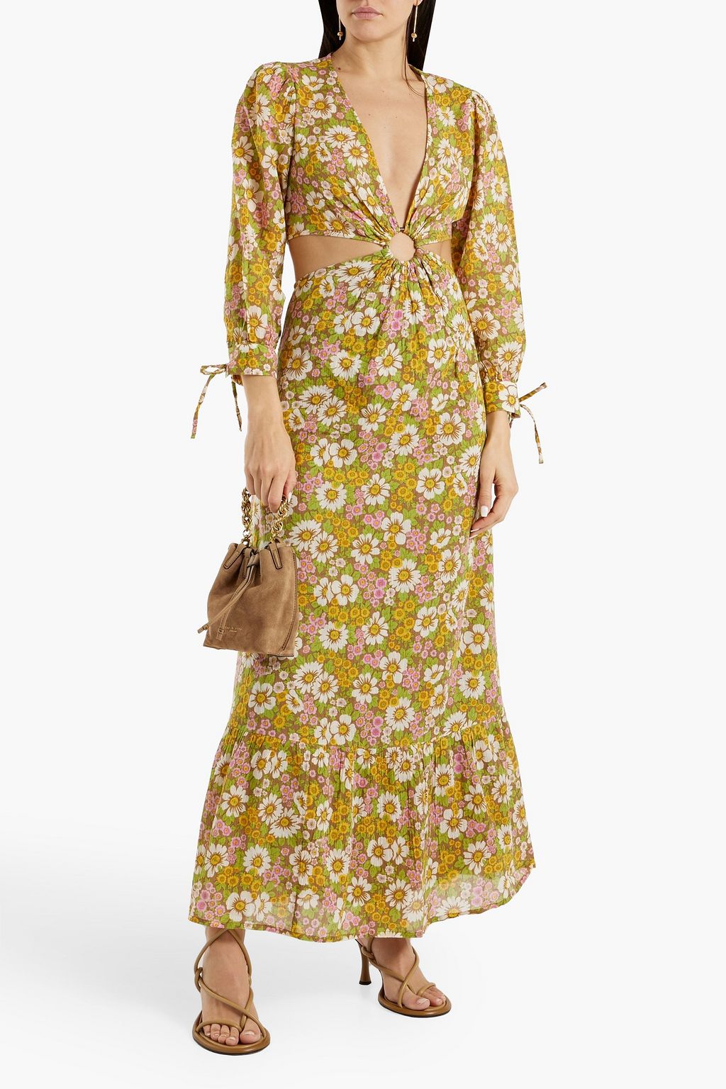 ANTIK BATIK Cutout floral-print cotton-georgette maxi dress