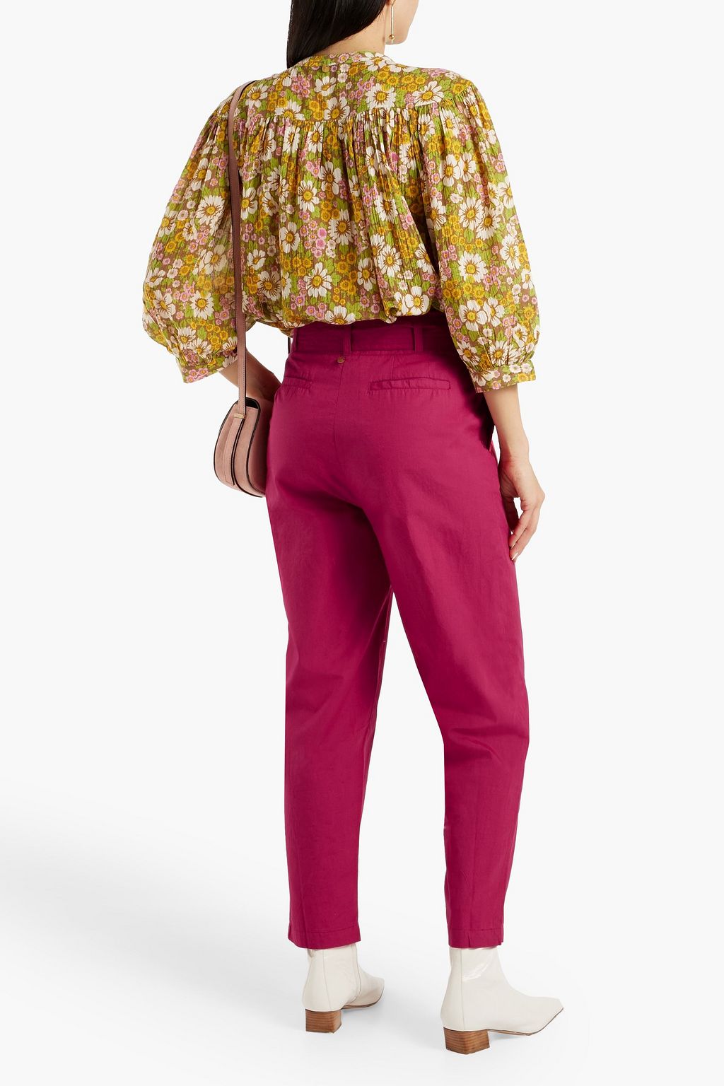 ANTIK BATIK Kira belted pleated cotton-poplin tapered pants