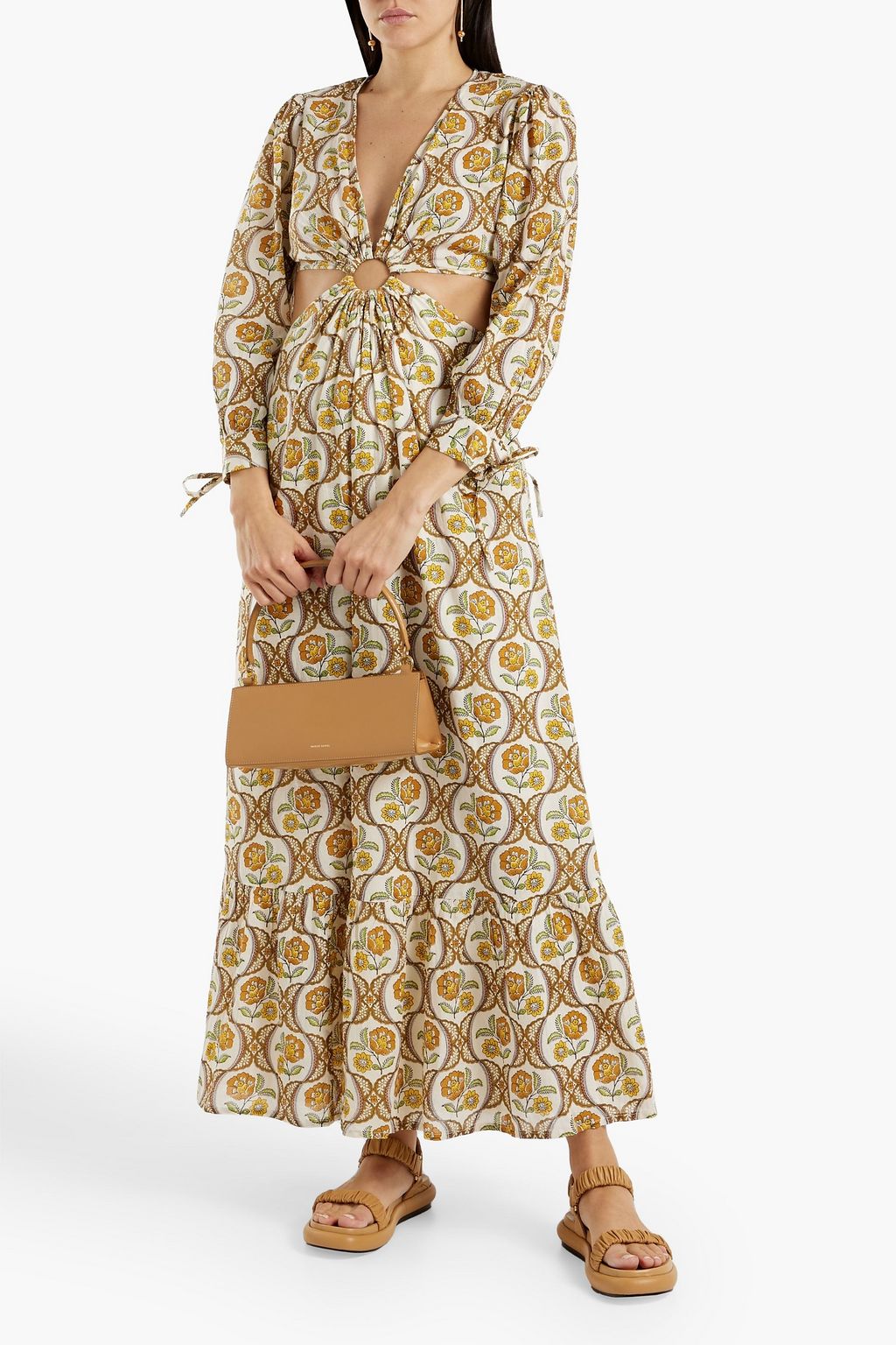 ANTIK BATIK Tanissa cutout floral-print cotton-voile maxi dress