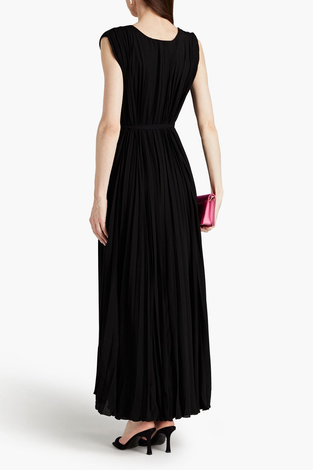 VALENTINO GARAVANI Wrap-effect pleated silk-crepe maxi dress