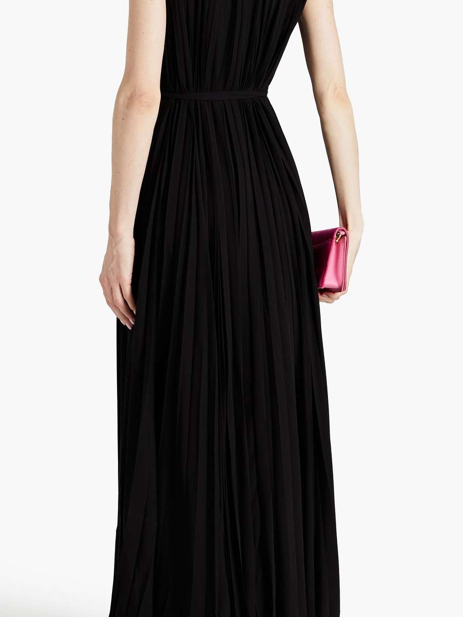 wrap-effect pleated silk-crepe maxi dress