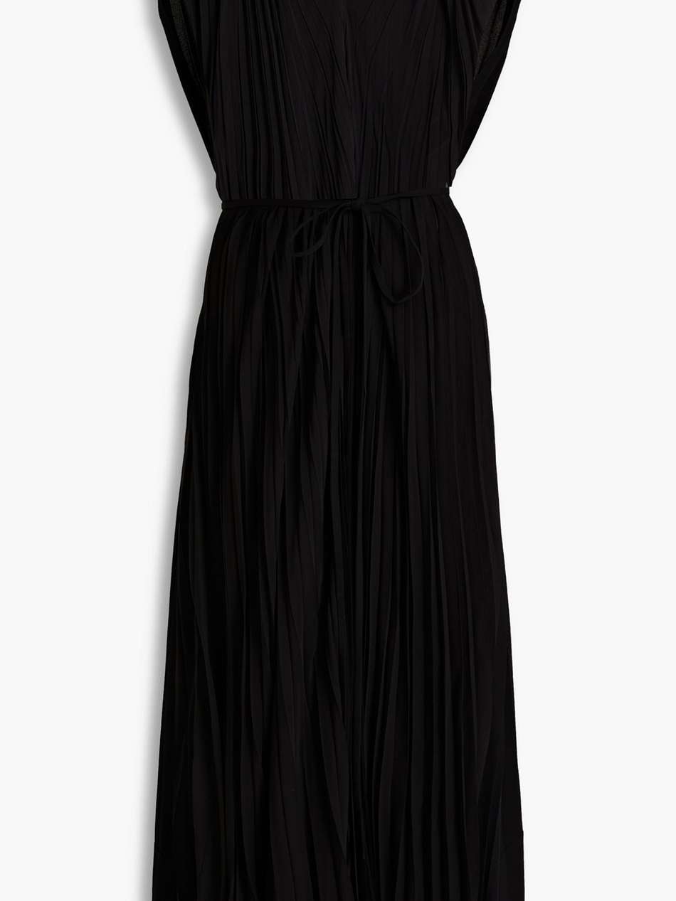 wrap-effect pleated silk-crepe maxi dress