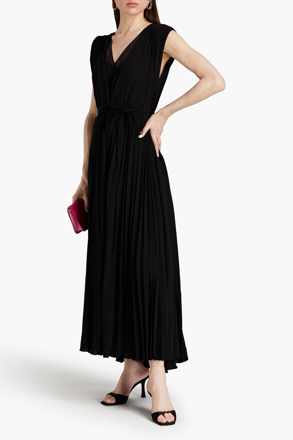 VALENTINO GARAVANI Wrap-effect pleated silk-crepe maxi dress
