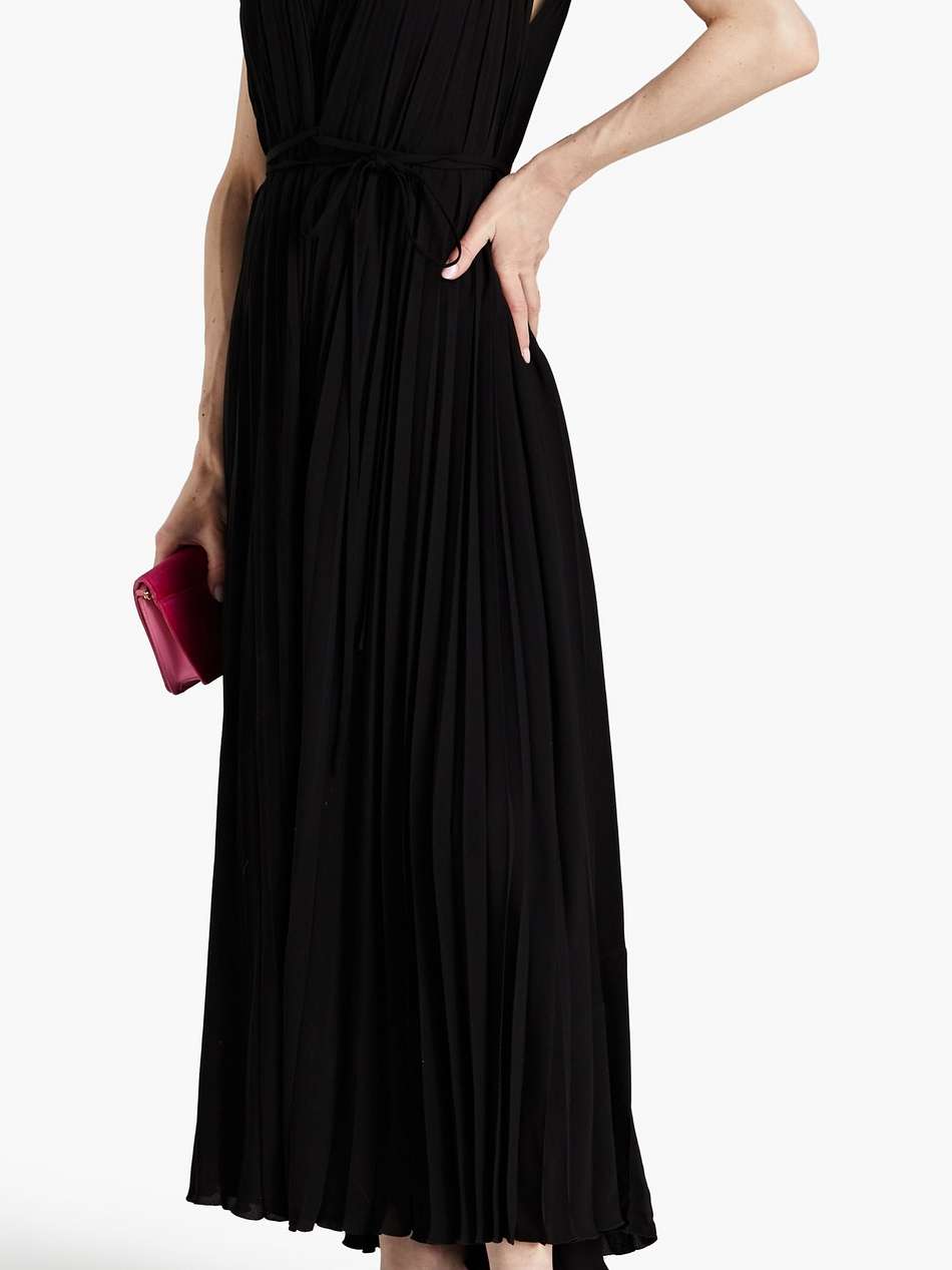 wrap-effect pleated silk-crepe maxi dress