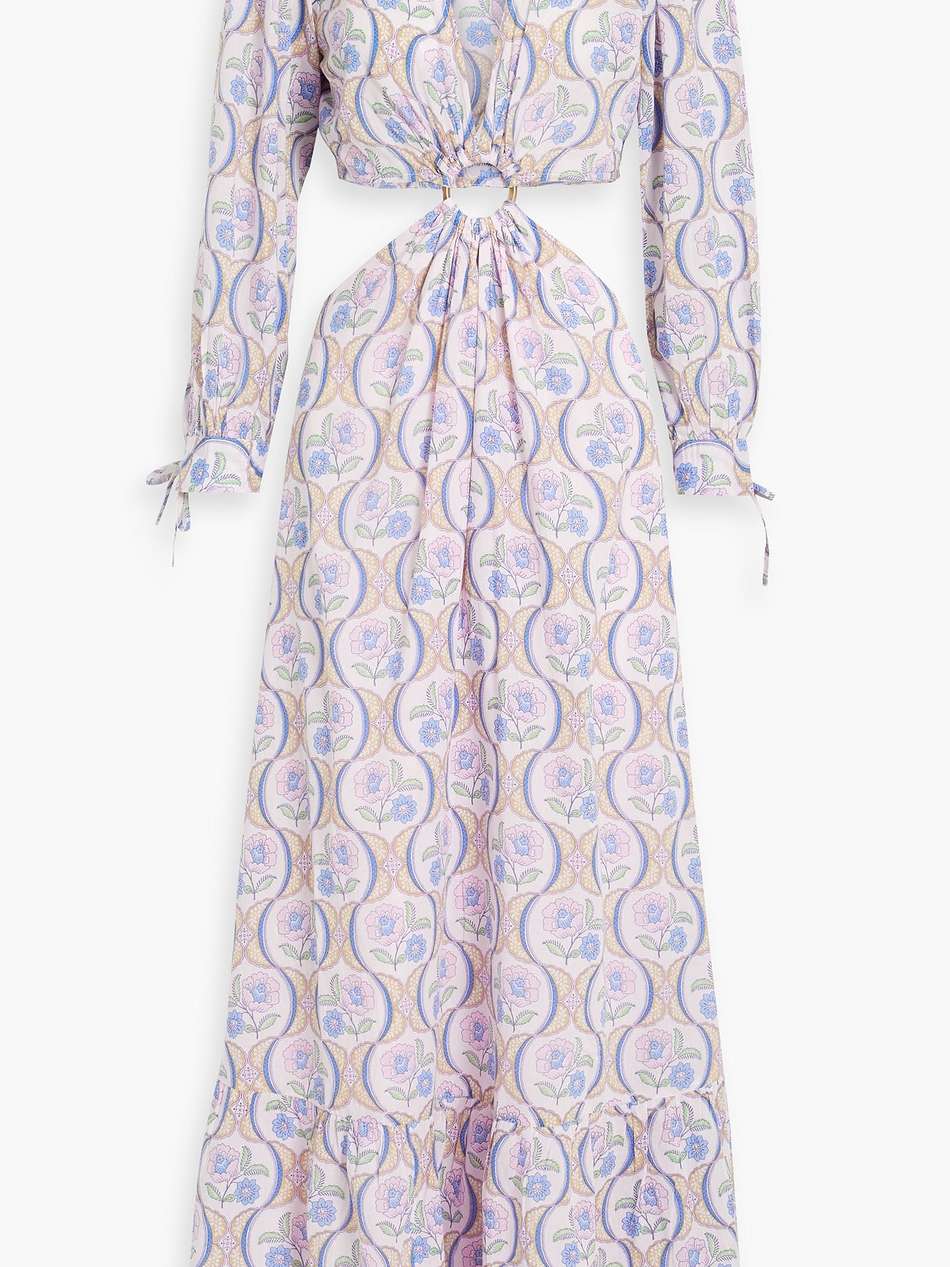 tanissa cutout floral-print cotton-voile maxi dress