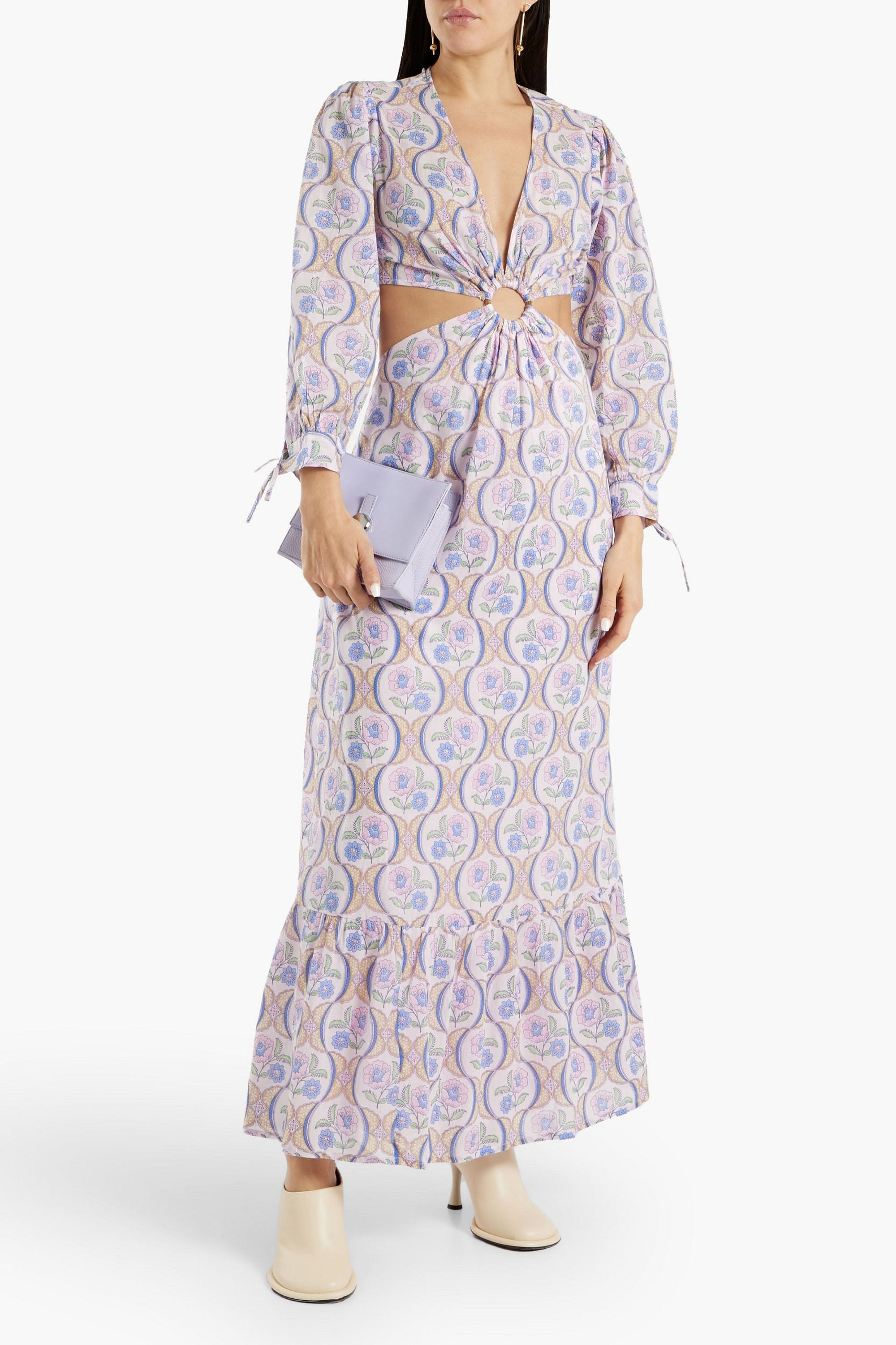 Antik Batik Tanissa cutout floral-print cotton-voile maxi dress