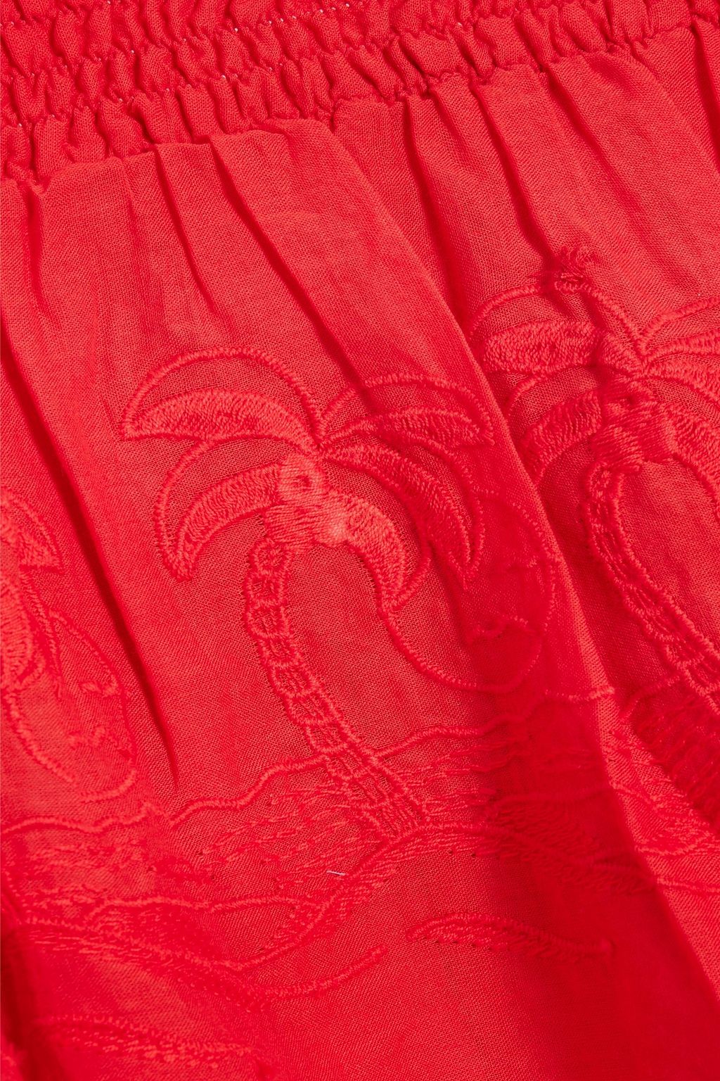 ANTIK BATIK توب «فيليسيا» من القطن بتطريز إنجليزي بتصميم مزموم مفتوح الكتفين