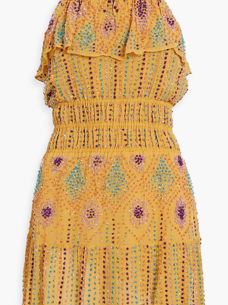 louise ruffled embellished chiffon mini dress