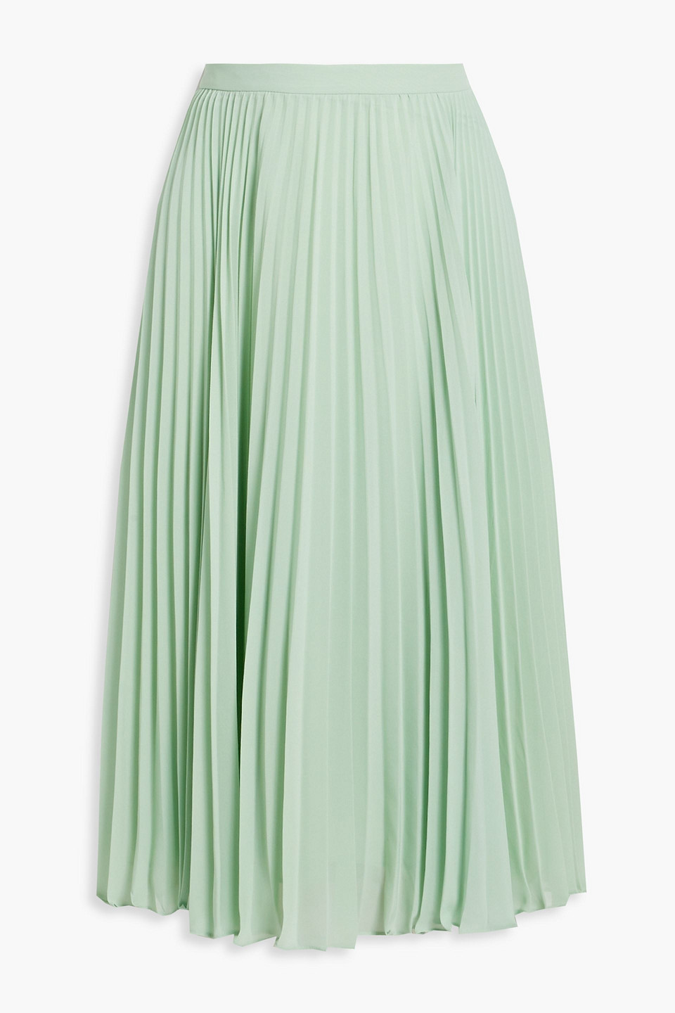 Mikael Aghal Pleated Chiffon Midi Skirt In Mint