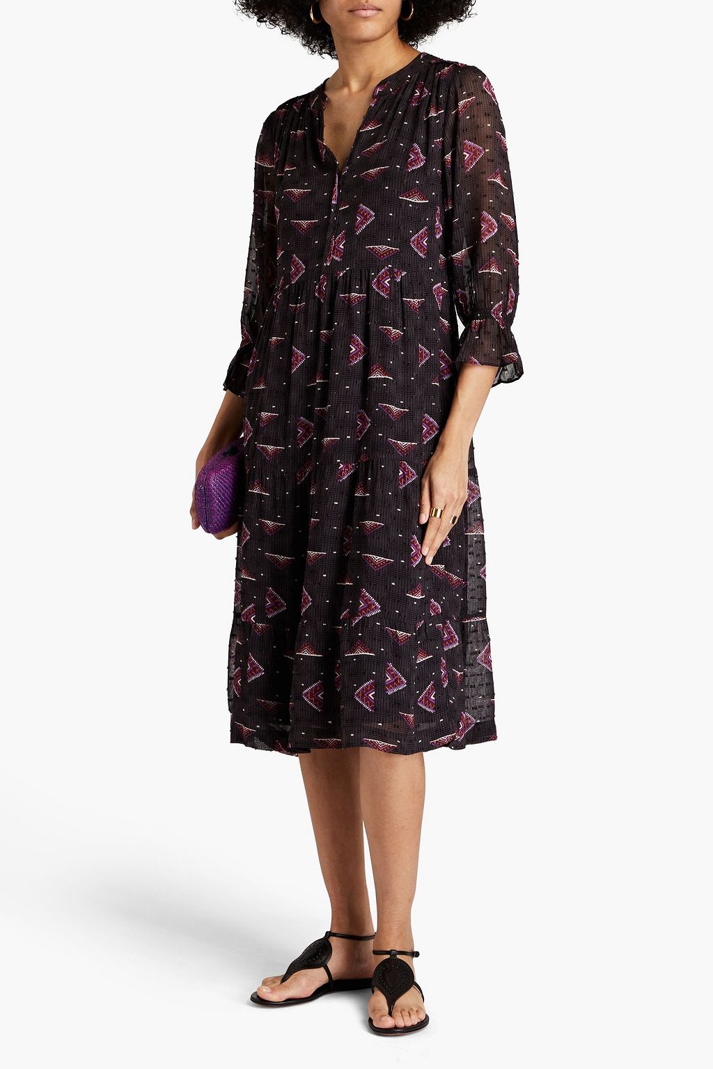 BA&SH Calliope printed fil coupé dress