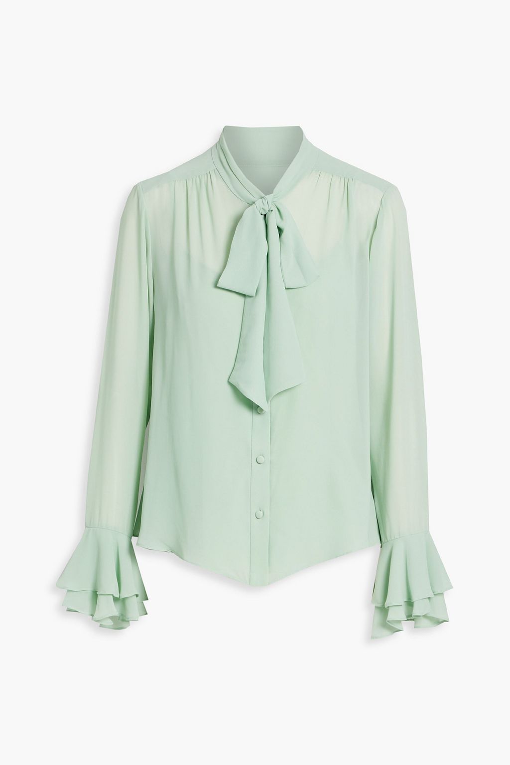 Pussy-bow ruffled chiffon blouse