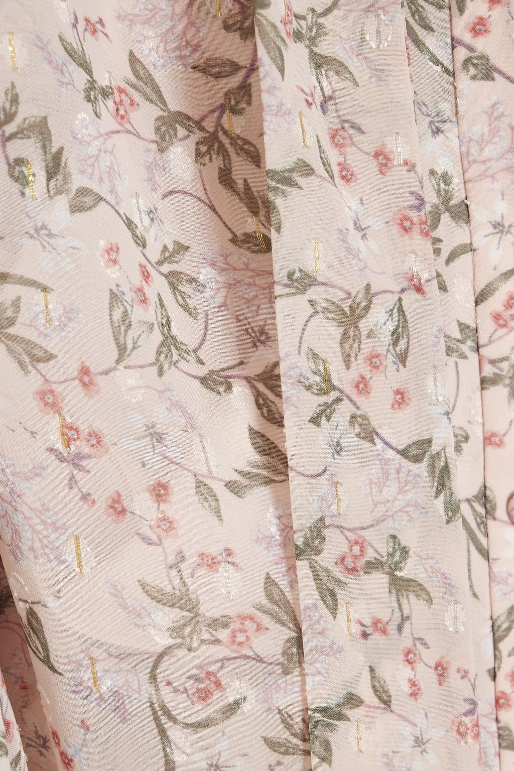 MIKAEL AGHAL Pussy-bow floral-print metallic fil coupé blouse