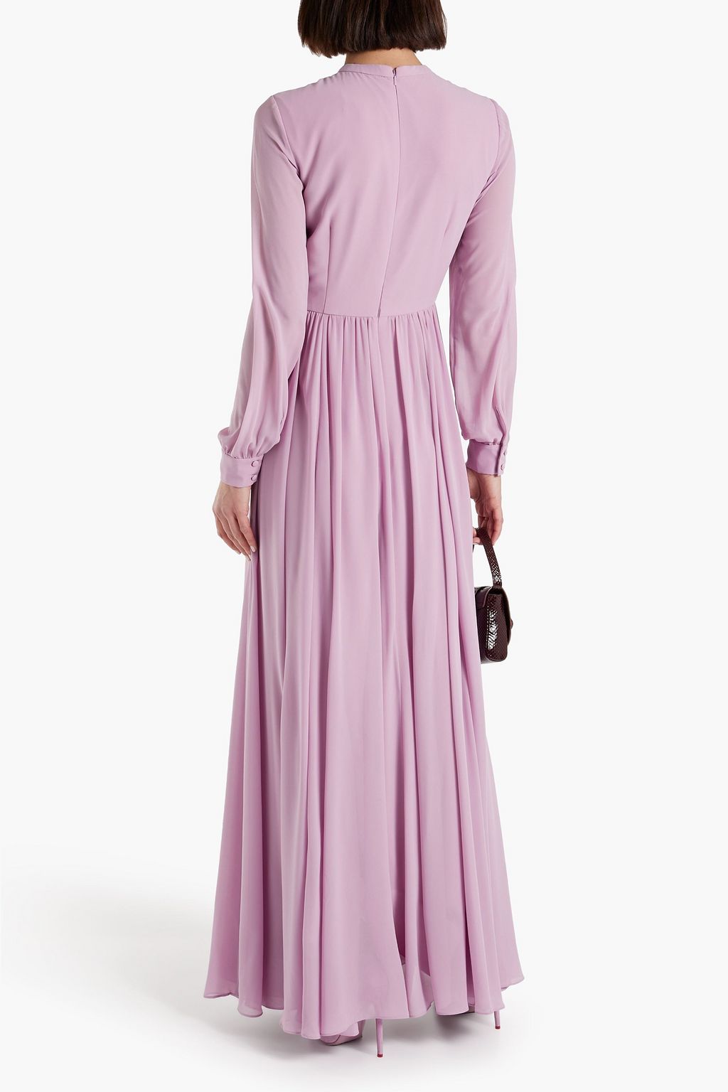 MIKAEL AGHAL Bow-embellished gathered chiffon maxi dress | THE OUTNET