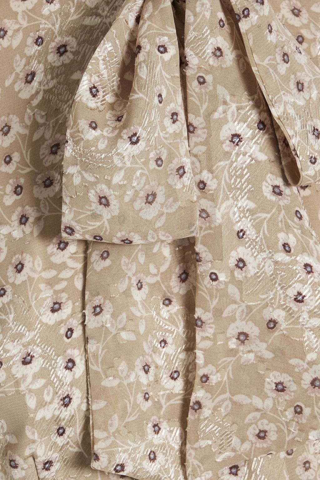 MIKAEL AGHAL Pussy-bow tiered floral-print fil coupé dress