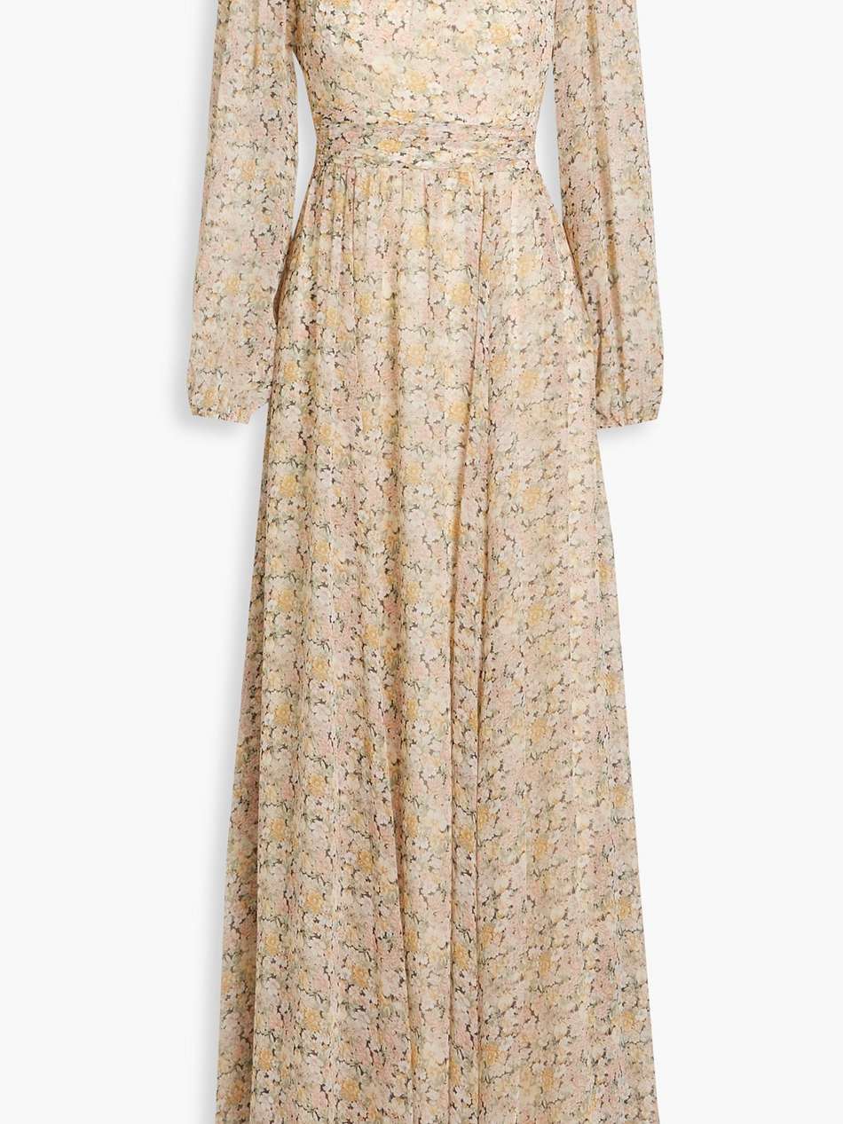 floral-print chiffon maxi dress