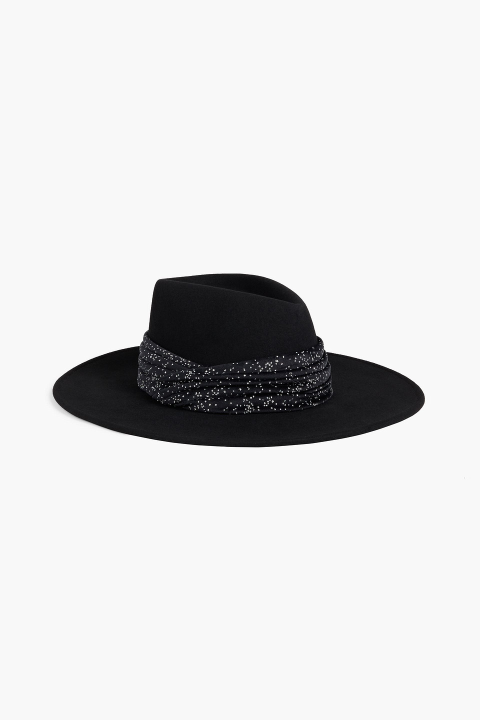 Shop Eugenia Kim Harlowe Glittered Velvet-trimmed Wool-felt Fedora In Black