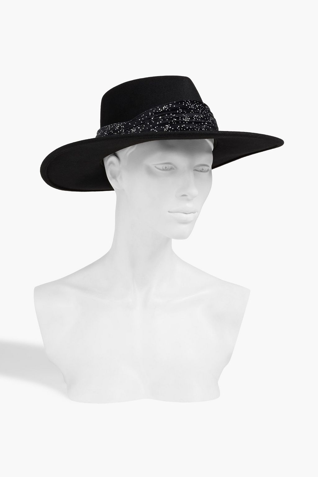 EUGENIA KIM Harlowe glittered velvet-trimmed wool-felt fedora